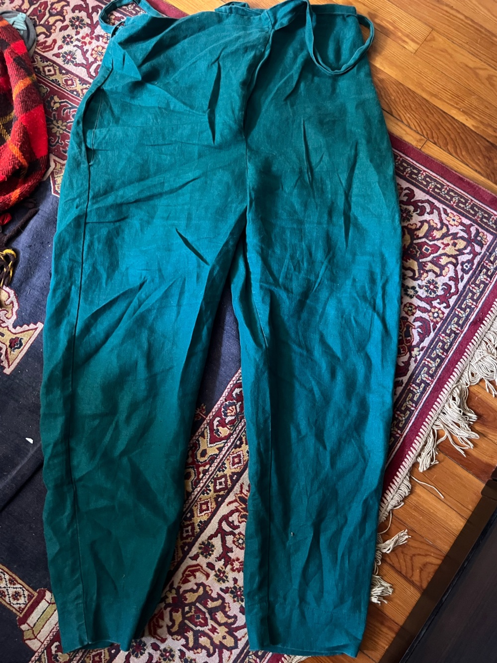 Free Label teal linen Reese tie pants